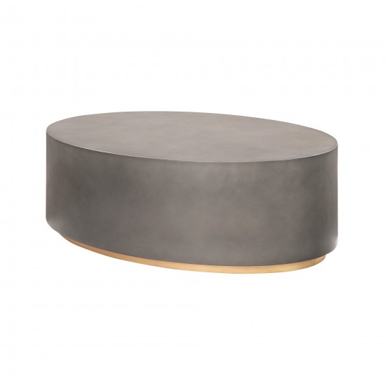 Anais Concrete and Brass Oval Coffee Table