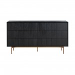 Carnaby 6 Drawer Dresser in Black Brushed Oak and Bronze