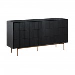 Carnaby 6 Drawer Dresser in Black Brushed Oak and Bronze