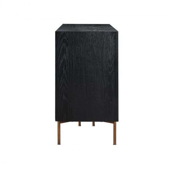 Carnaby 6 Drawer Dresser in Black Brushed Oak and Bronze