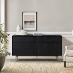 Carnaby 6 Drawer Dresser in Black Brushed Oak and Bronze