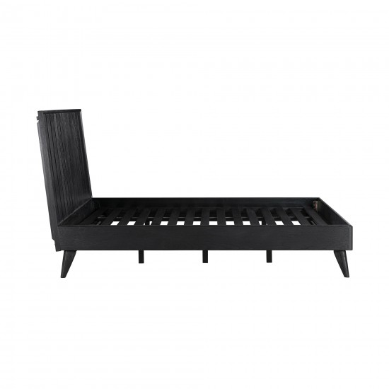 Carnaby King Platform Bed Frame in Black Brushed Oak Wood