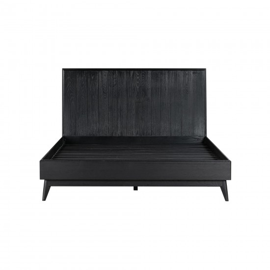 Carnaby Queen Platform Bed Frame in Black Brushed Oak Wood