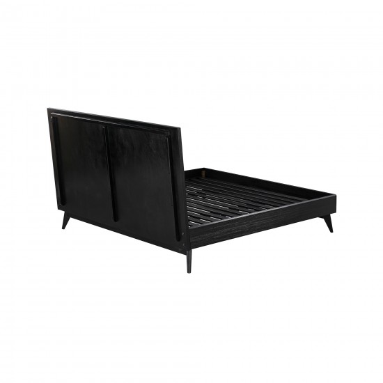 Carnaby Queen Platform Bed Frame in Black Brushed Oak Wood