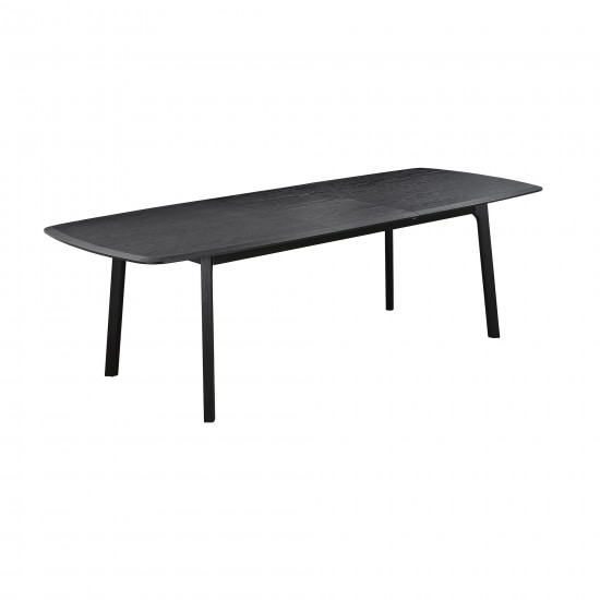 Holland Extendable Rectangle 98" Dining Table in Black Brushed Oak