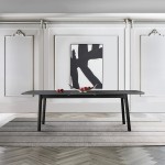 Holland Extendable Rectangle 98" Dining Table in Black Brushed Oak