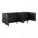 Holland 4 Door Sideboard Buffet in Black Brushed Oak Wood