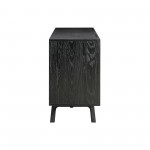 Holland 4 Door Sideboard Buffet in Black Brushed Oak Wood