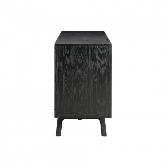 Holland 4 Door Sideboard Buffet in Black Brushed Oak Wood