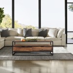 Ludgate Rectangle Coffee Table with Shelf in Acacia and Black Metal