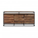 Ludgate 3 Drawer Sideboard Buffet in Acacia and Black Metal