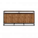 Ludgate 3 Drawer Sideboard Buffet in Acacia and Black Metal