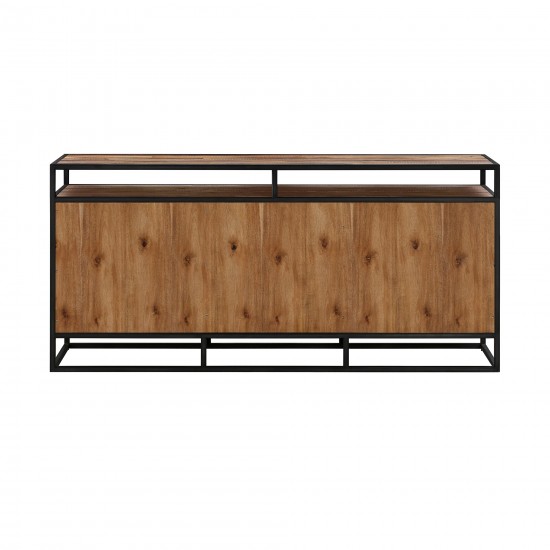 Ludgate 3 Drawer Sideboard Buffet in Acacia and Black Metal