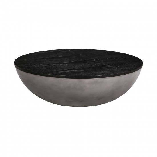 Melody Round Coffee Table in Concrete and Black Brushed Oak