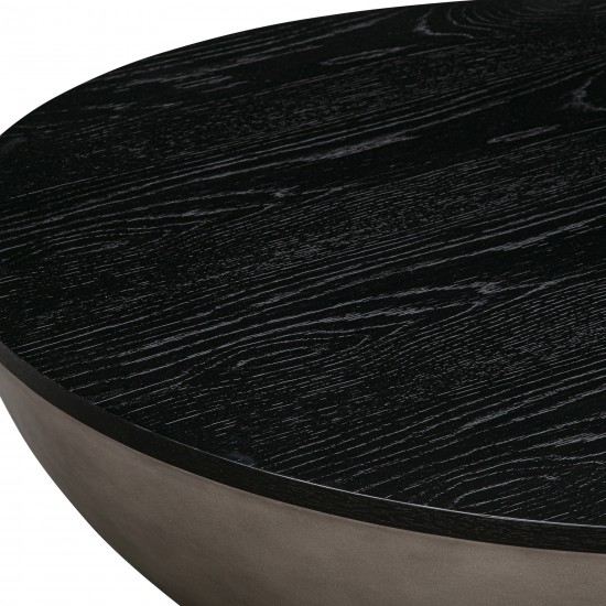 Melody Round Coffee Table in Concrete and Black Brushed Oak