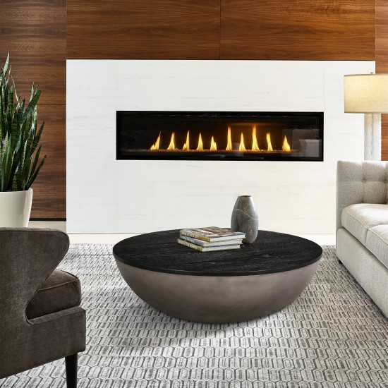 Melody Round Coffee Table in Concrete and Black Brushed Oak