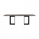 Odet Rectangular 87" Dining Table in Concrete and Black Metal