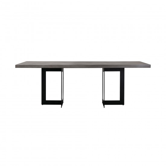 Odet Rectangular 87" Dining Table in Concrete and Black Metal