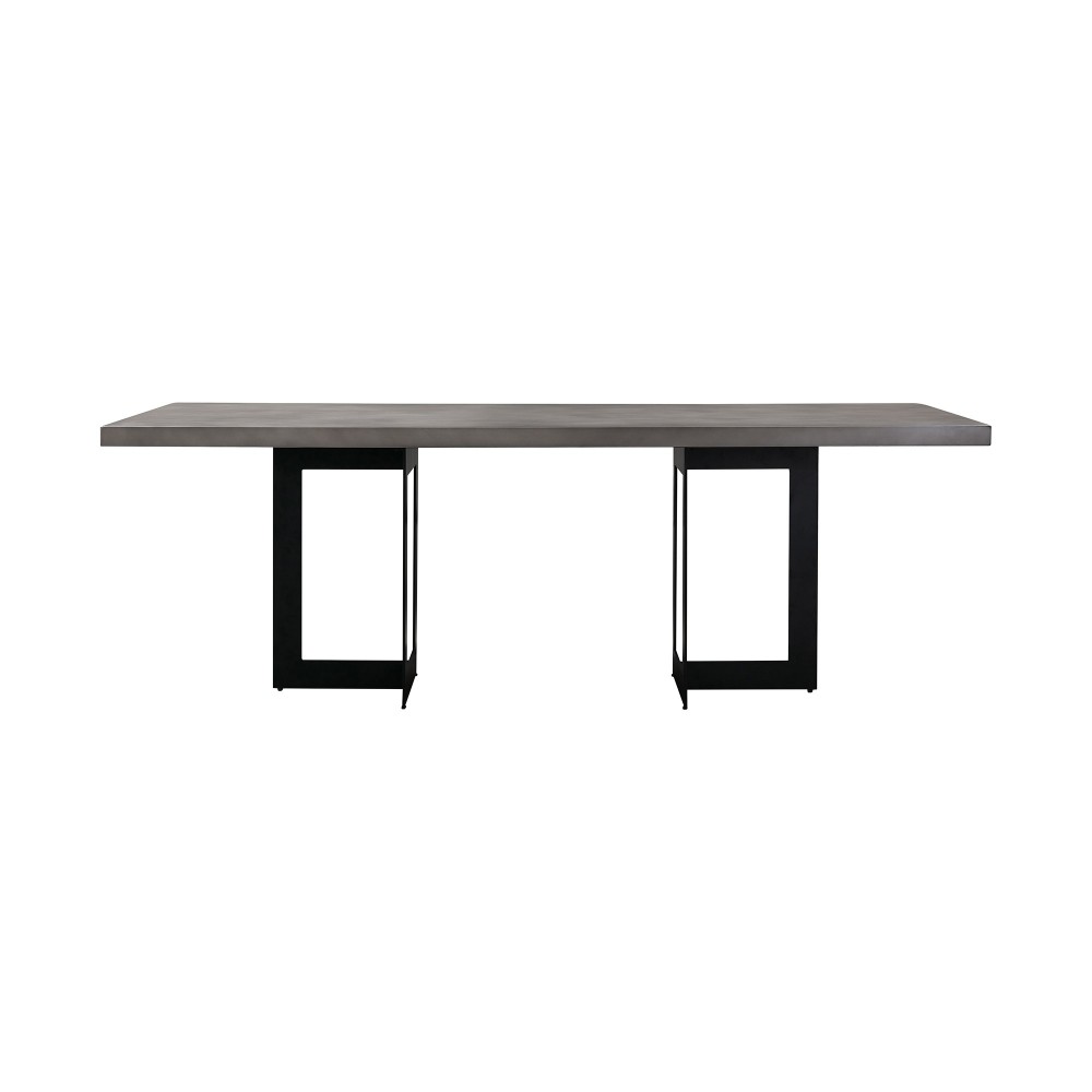 Odet Rectangular 87" Dining Table in Concrete and Black Metal