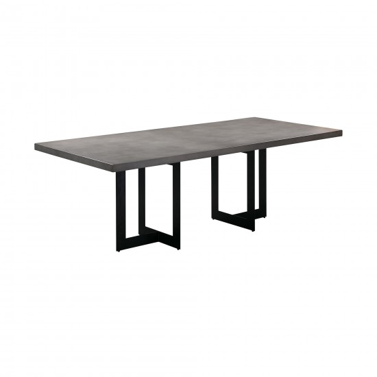 Odet Rectangular 87" Dining Table in Concrete and Black Metal