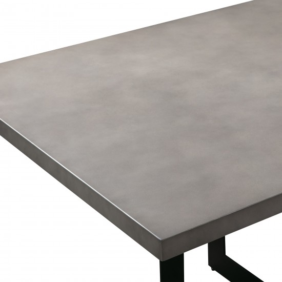 Odet Rectangular 87" Dining Table in Concrete and Black Metal