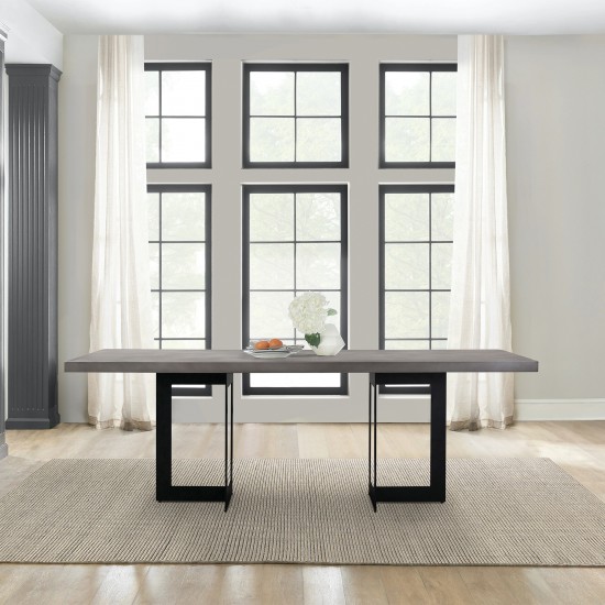 Odet Rectangular 87" Dining Table in Concrete and Black Metal