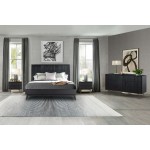Carnaby Queen 4 Piece Bedroom Set in Black Brushed Oak Wood