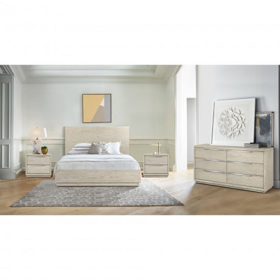 Abbey Queen Platform Bed Frame in Grey Oak Wood