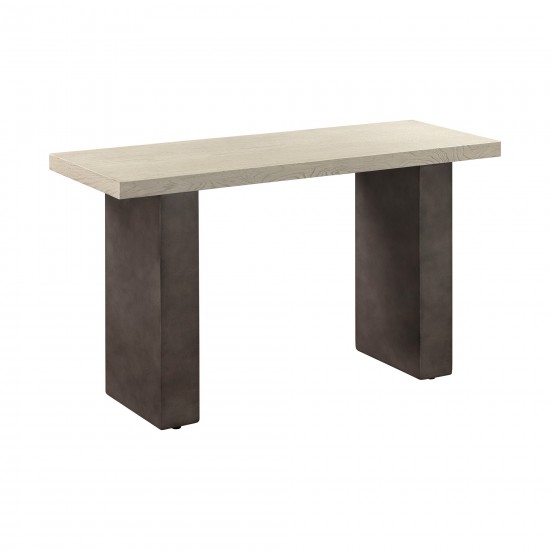 Abbey Concrete and Grey Oak Wood Console Table