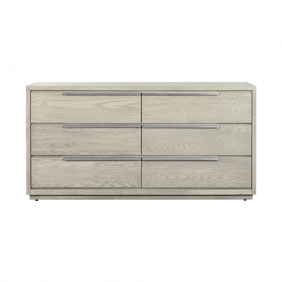 Abbey 6 Drawer Dresser in Grey Oak Wood