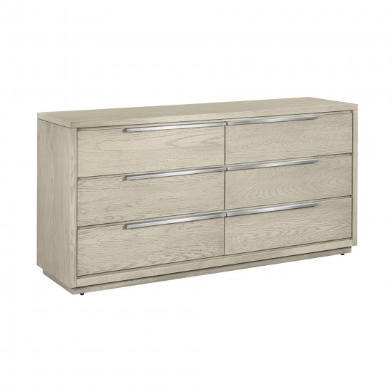 Abbey 6 Drawer Dresser in Grey Oak Wood