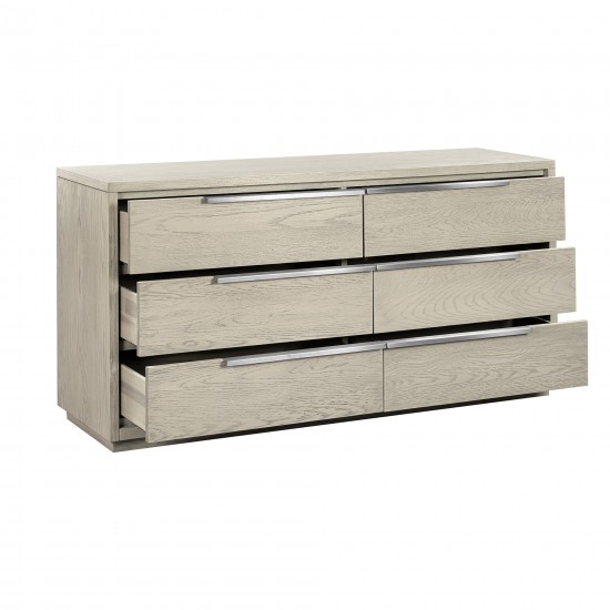 Abbey 6 Drawer Dresser in Grey Oak Wood