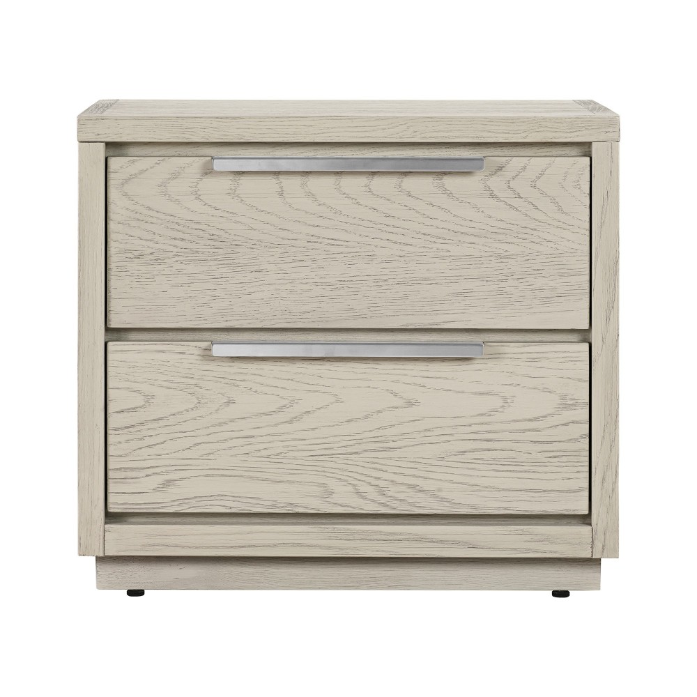 Abbey 2 Drawer Nightstand in Grey Oak Wood