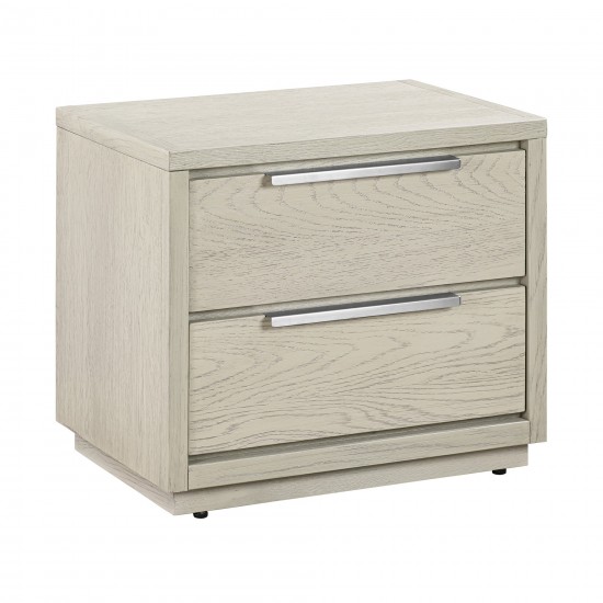 Abbey 2 Drawer Nightstand in Grey Oak Wood