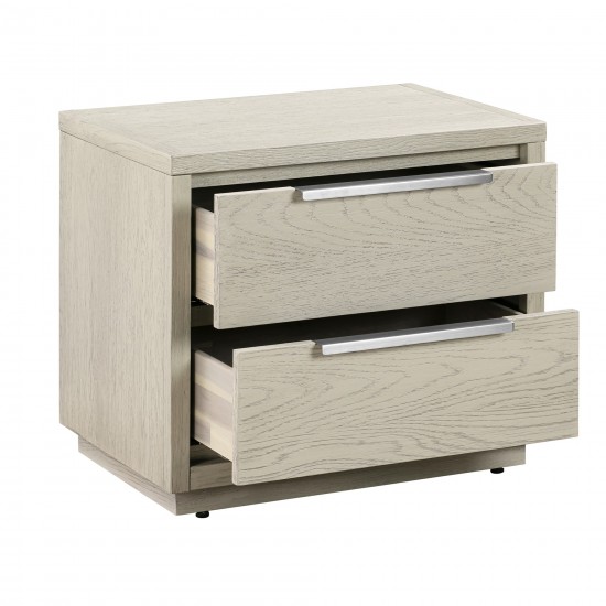 Abbey 2 Drawer Nightstand in Grey Oak Wood