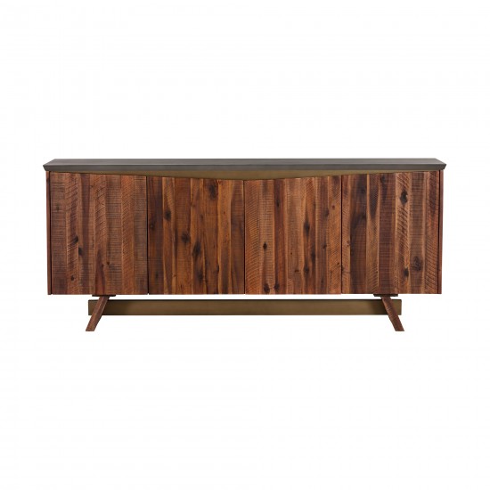 Picadilly 4 Door Sideboard Buffet in Acacia Wood and Concrete