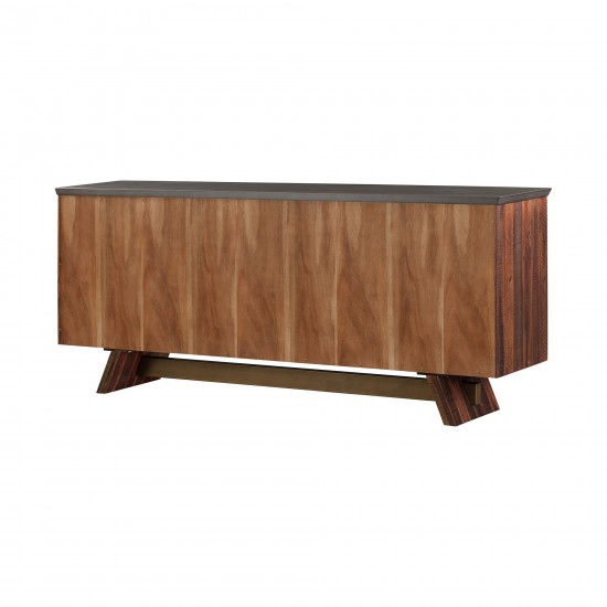 Picadilly 4 Door Sideboard Buffet in Acacia Wood and Concrete