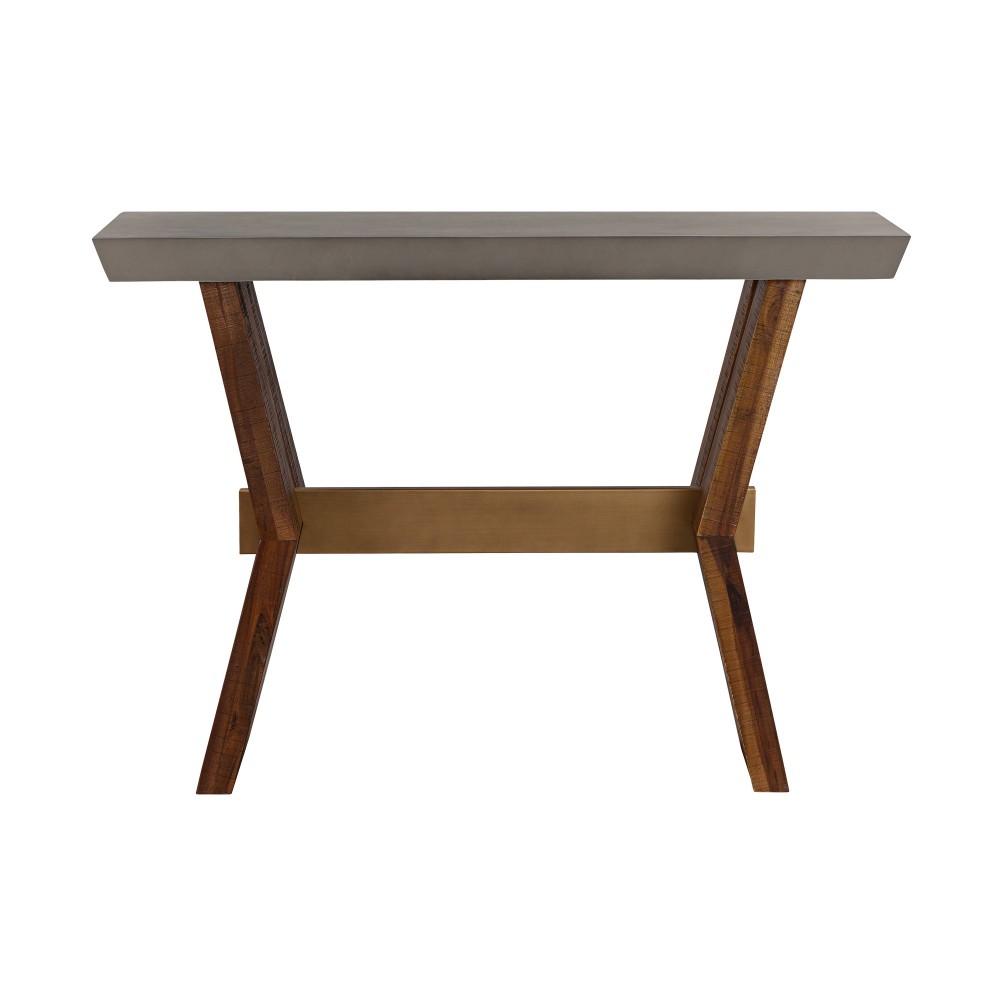 Picadilly Rectangle Console Table in Acacia Wood and Concrete