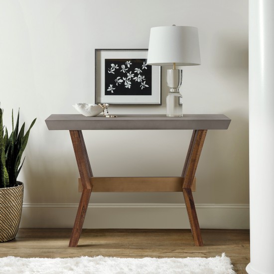 Picadilly Rectangle Console Table in Acacia Wood and Concrete