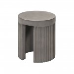 Wave Round Indoor or Outdoor Accent Stool End Table in Grey Concrete