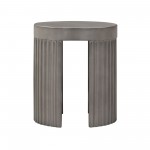 Wave Round Indoor or Outdoor Accent Stool End Table in Grey Concrete