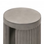 Wave Round Indoor or Outdoor Accent Stool End Table in Grey Concrete