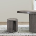 Wave Round Indoor or Outdoor Accent Stool End Table in Grey Concrete