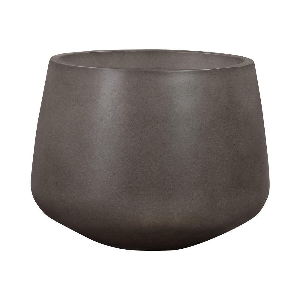 Amethyst Large Round Lightweight Concrete Indoor or Outdoor Planter in grey