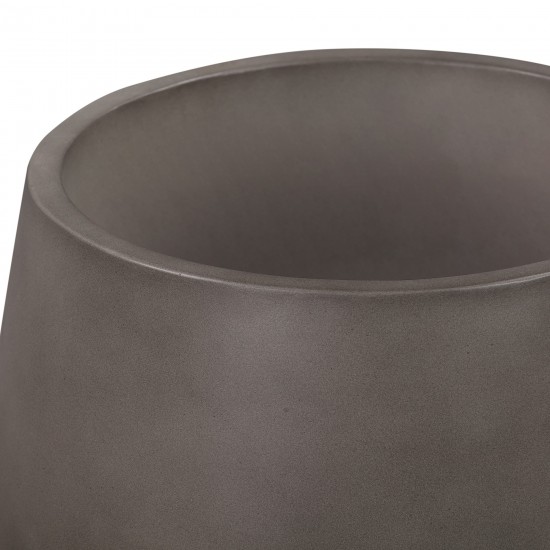 Amethyst Large Round Lightweight Concrete Indoor or Outdoor Planter in grey