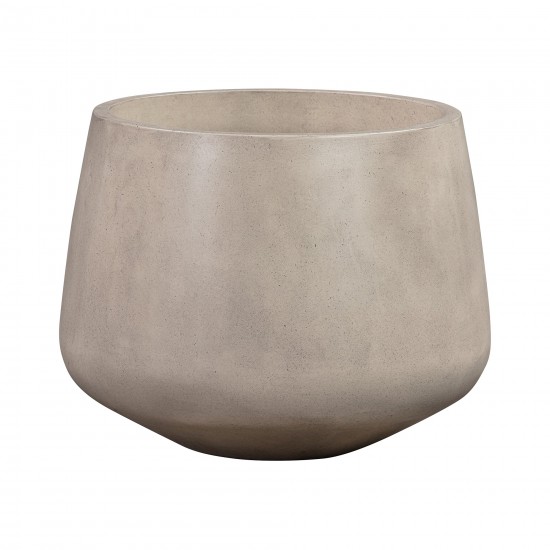 Amethyst Medium Round Lightweight White Concrete Indoor or Planter in white