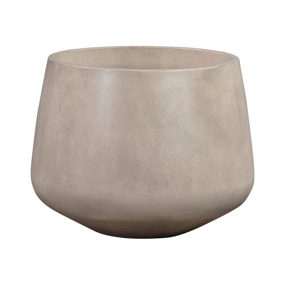 Amethyst Medium Round Lightweight White Concrete Indoor or Planter in white