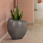 Moonstone Medium Indoor or Outdoor Planter in Grey Concrete