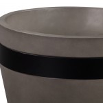 Obsidian Medium Indoor or Outdoor Planter in Grey Concrete with Black Accent