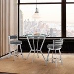 Naomi and Roman 3-Piece Counter Height Dining Set in Brushed Stainless Steel